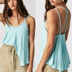 Free People We The Free Ribbed Flowy Tank Top Mint Green XS